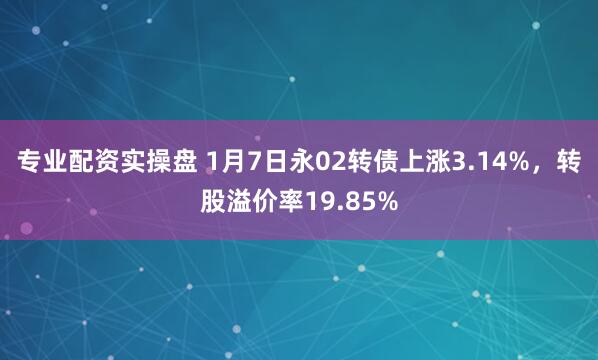 专业配资实操盘 1月7日永02转债上涨3.14%，转股溢价率19.85%